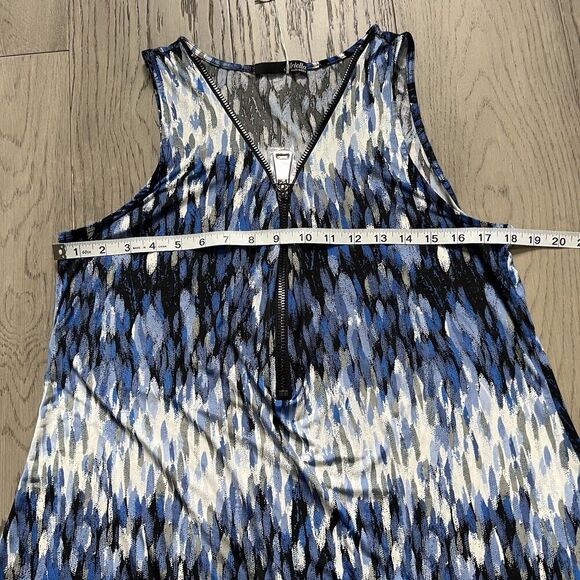 Women's Blue And White Coverup Dress With Zipper Detail Size Large NWT - Picture 10 of 11